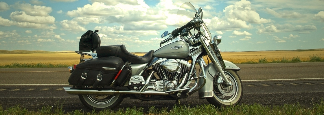 a motorcycle positioned on an open road