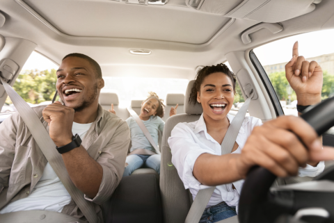 Family in car